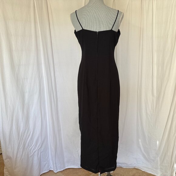 Joara Black Beaded embroided Sleeveless bodycon slim Evening Maxi Dress Medium - Picture 4 of 7